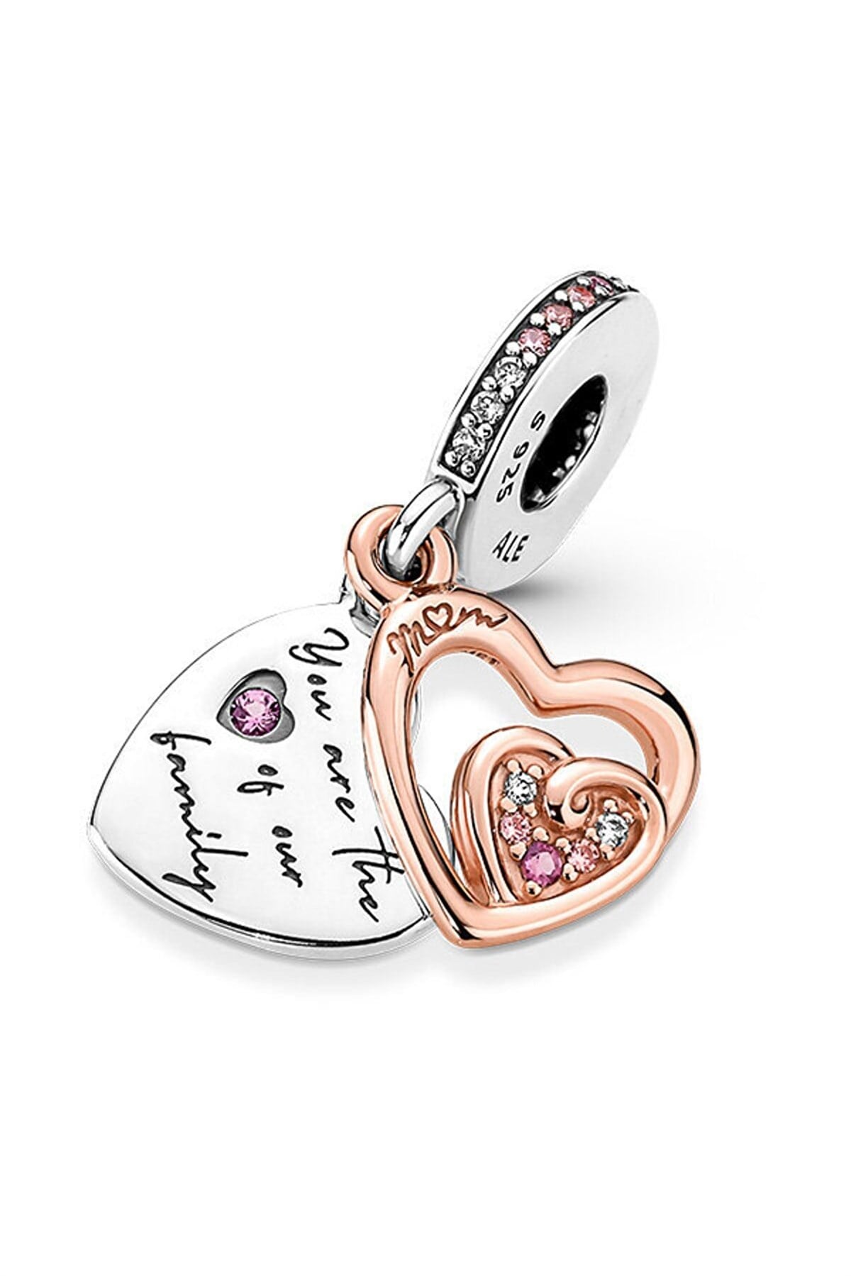 İç İçe Sonsuz Kalpler Model Sallantılı Gümüş Charm
