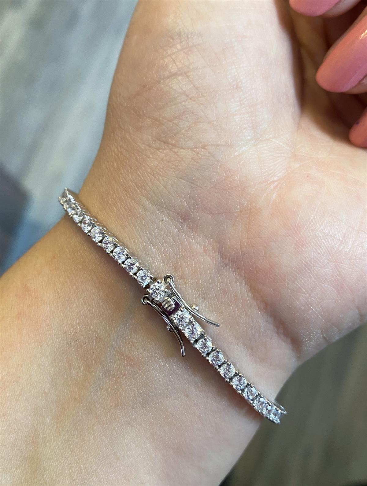 Kadın 2 mm Su Yolu Gümüş Bileklik