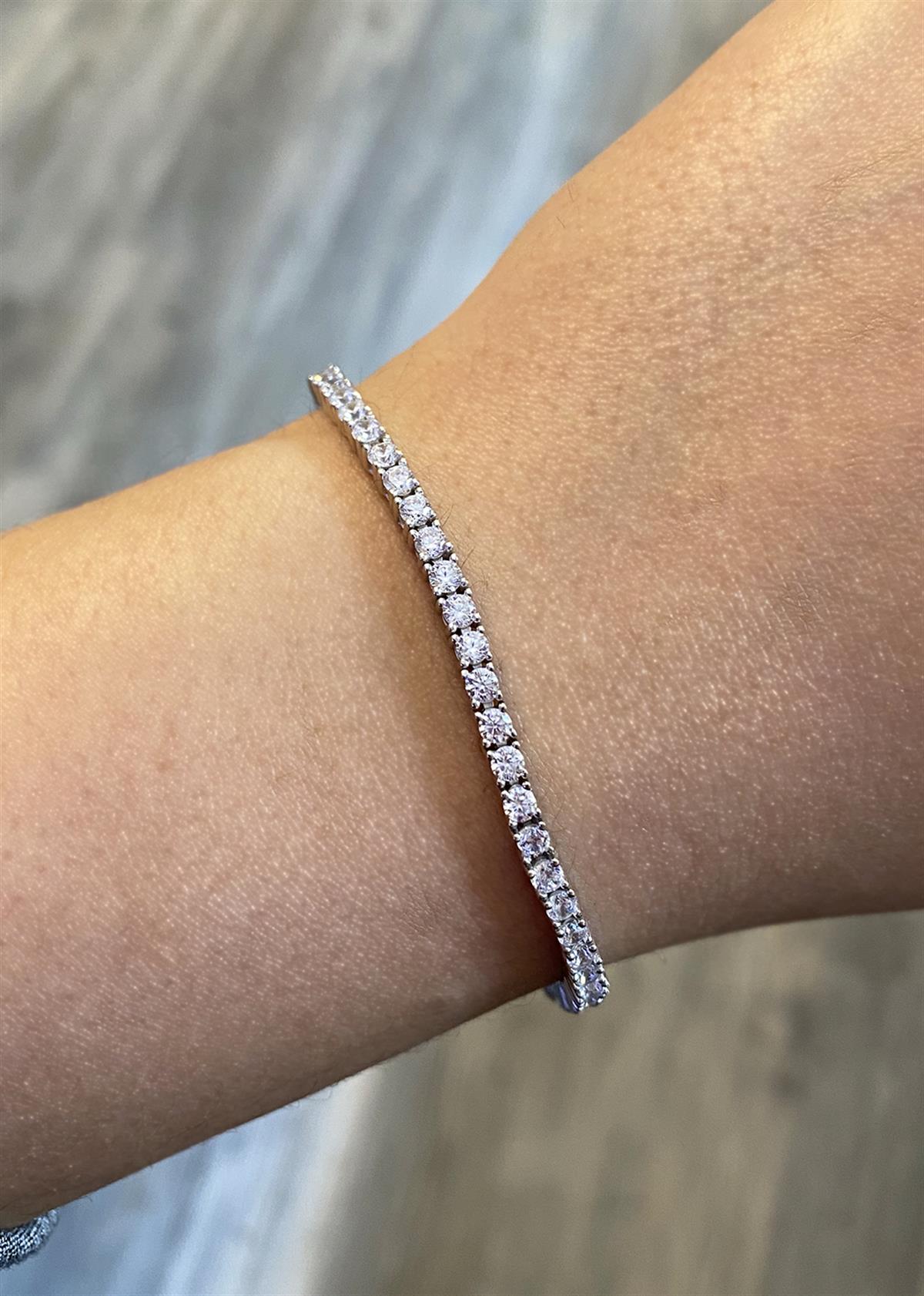 Kadın 2 mm Su Yolu Gümüş Bileklik