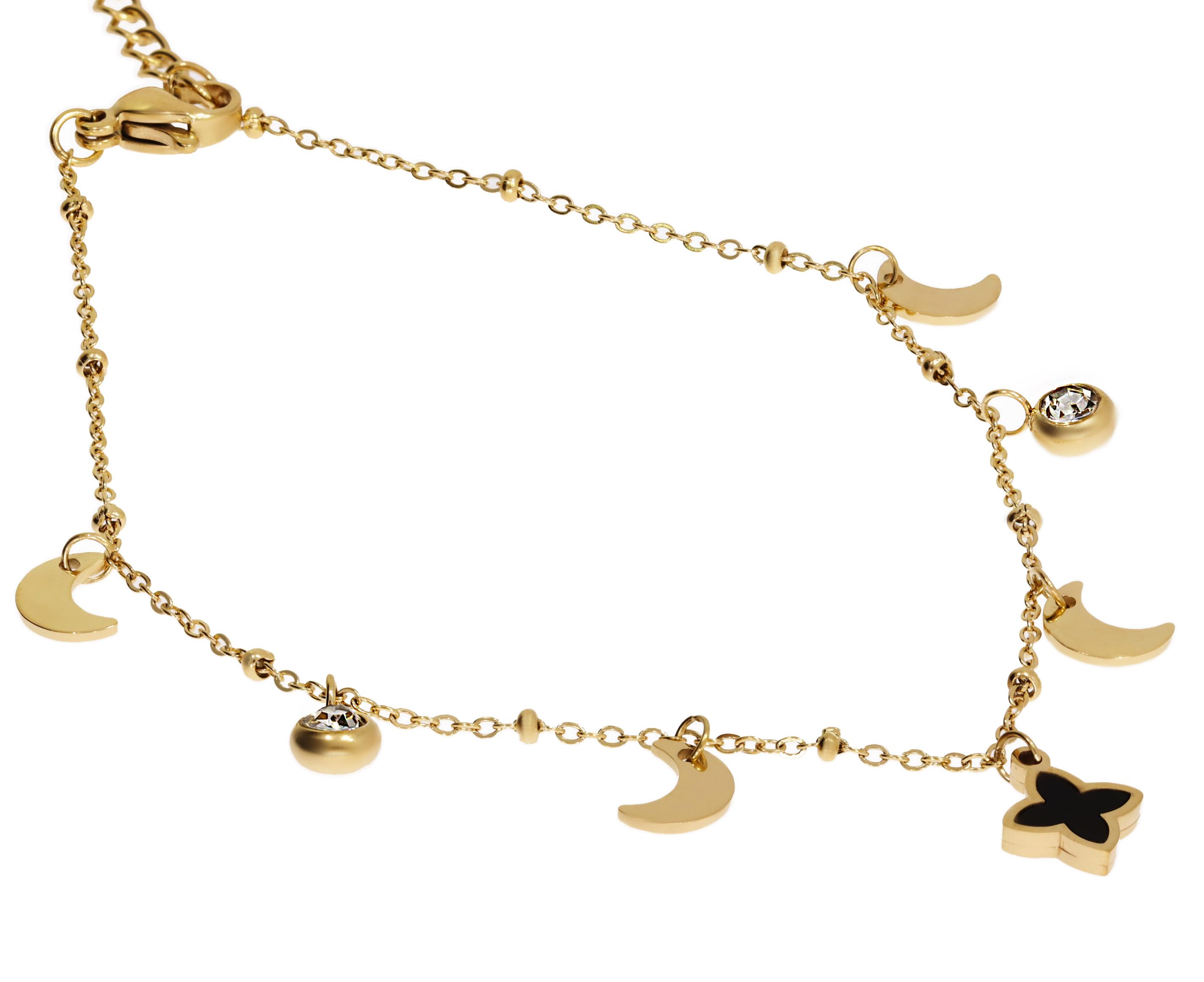 Kadın Ay ve Çiçek Model Çelik Halhal