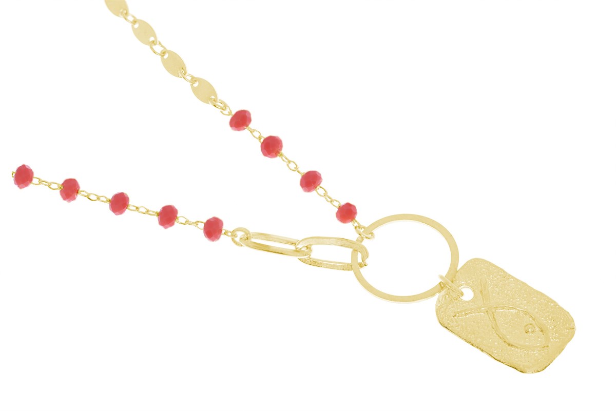 Kadın Balık Desenli Doğal Taş Kolye