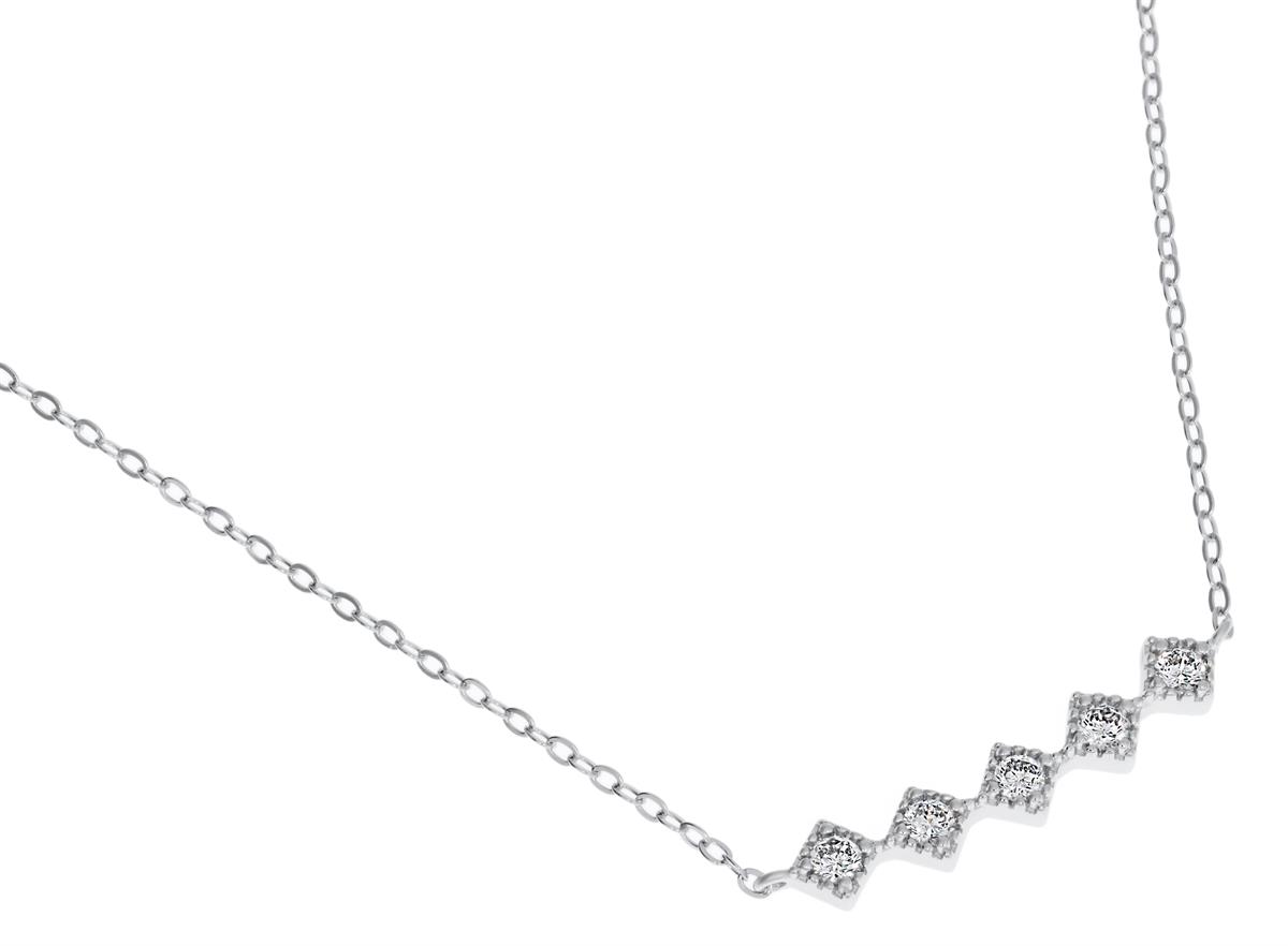 Kadın Beş Taş Gümüş Kolye