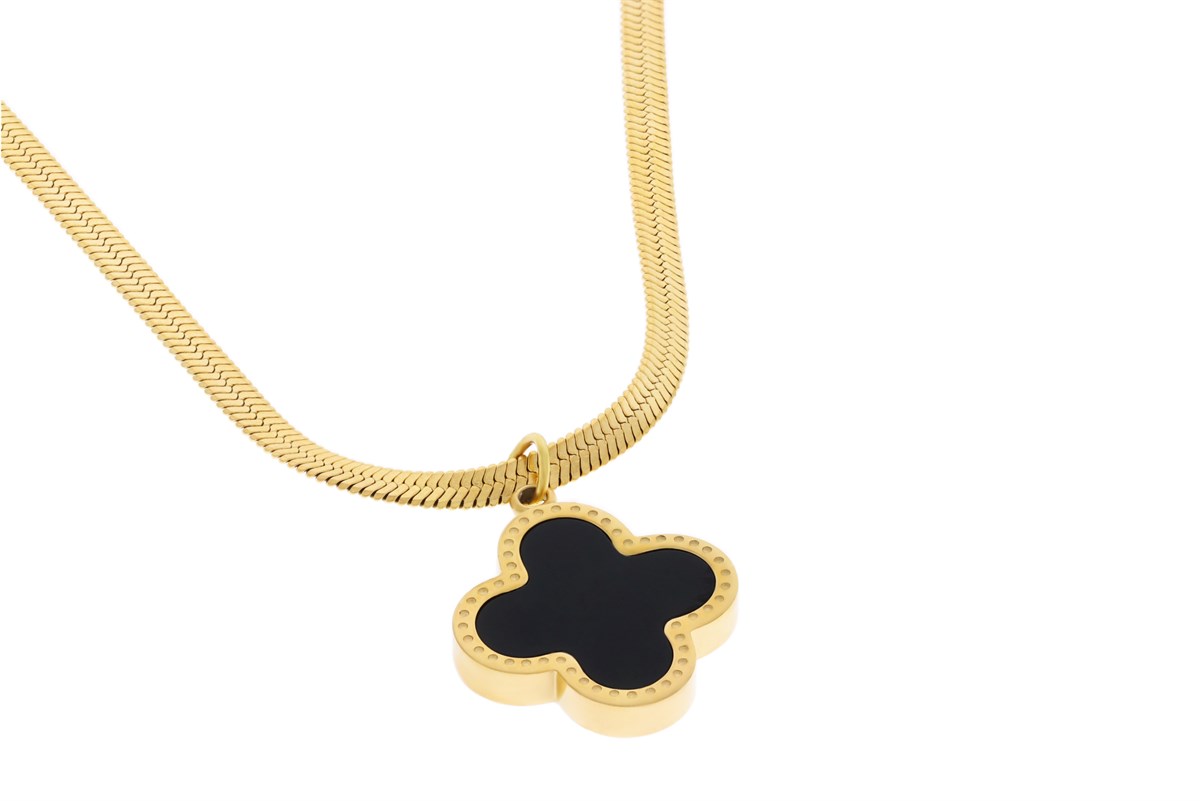 Kadın Çift Renkli Yonca Model Çelik Kolye