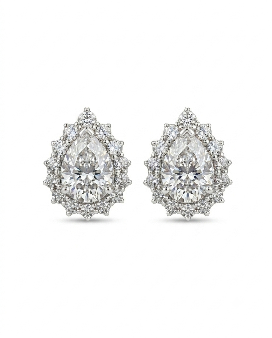 Kadın Damla Moissanite Taş Tasarım Gümüş Küpe