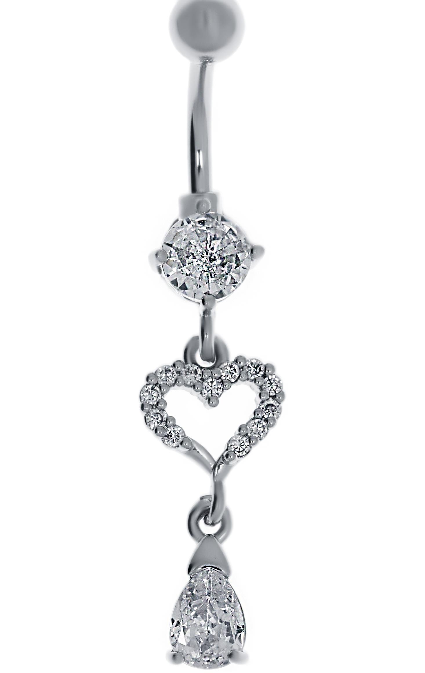 Kadın Damla Taş Detay Kalp Model Çelik Piercing