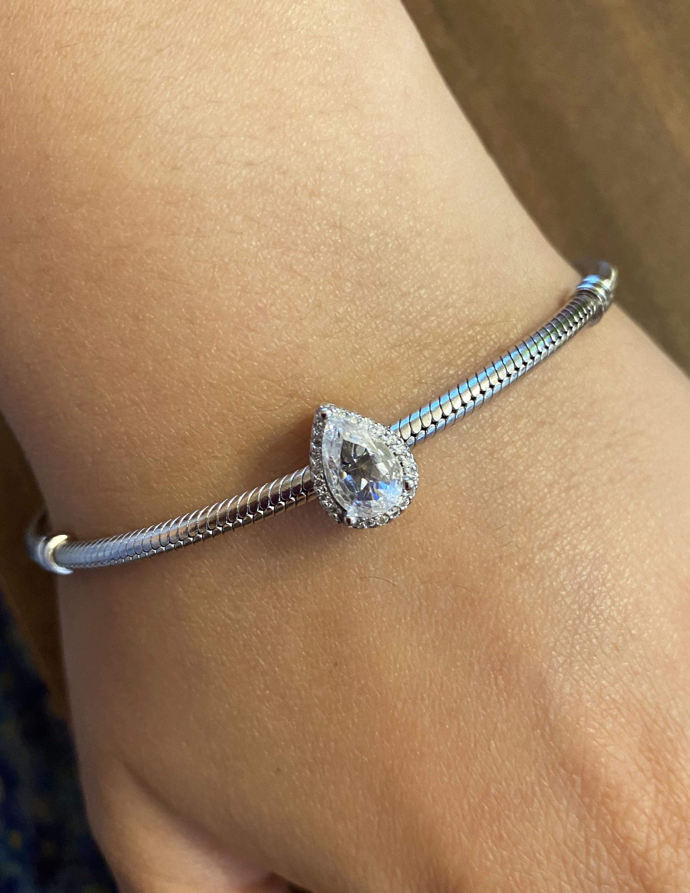 Kadın Damla Taş Model Gümüş Charm 