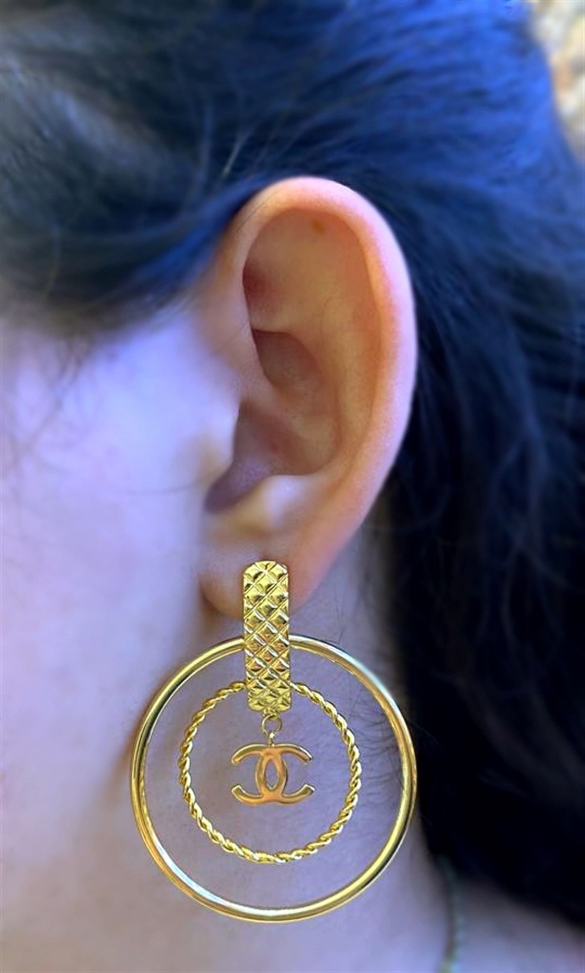 Kadın Gold Renk Çelik Halka Küpe