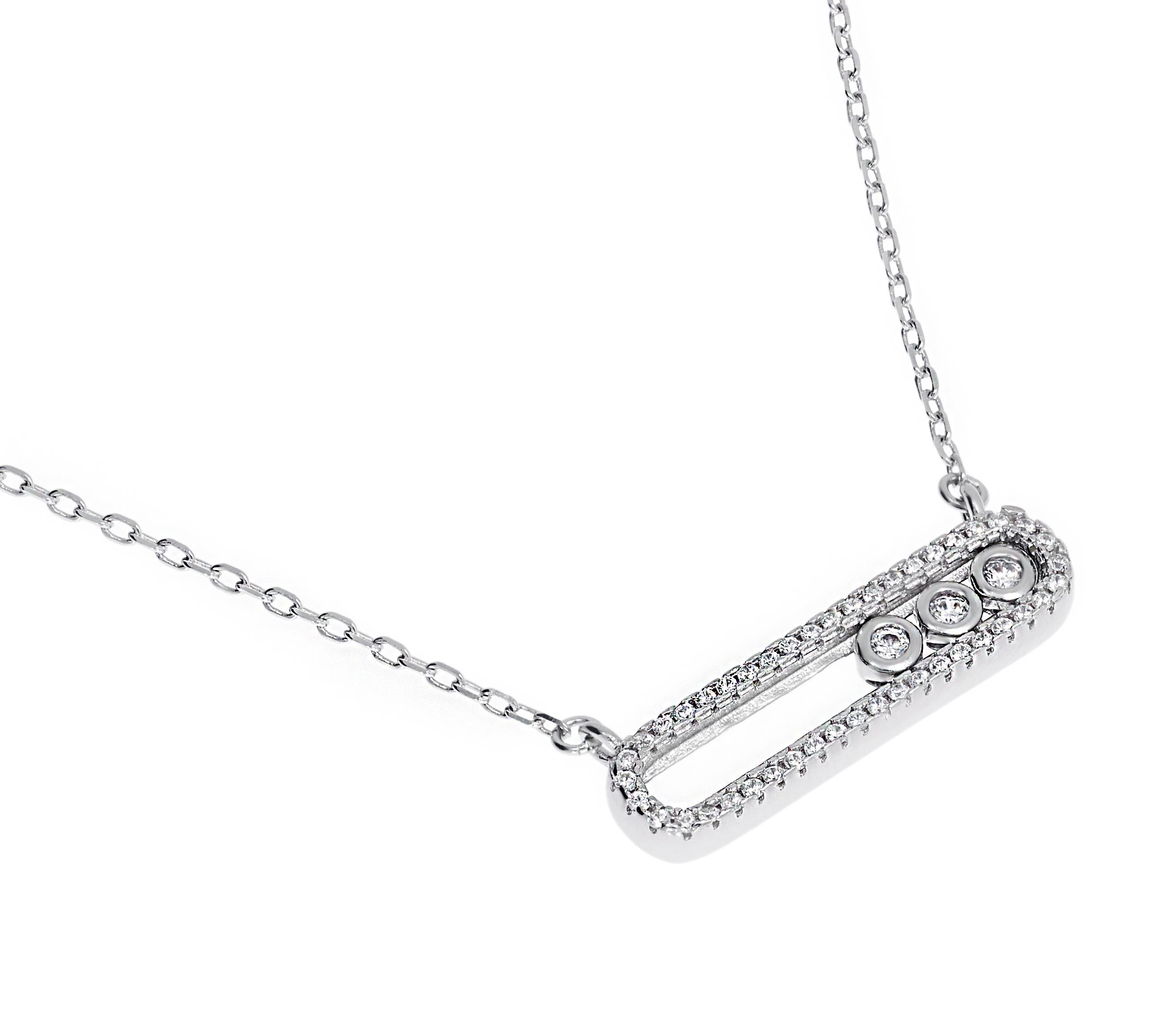 Kadın Haraketli Üç Taş Model Modern Gümüş Kolye