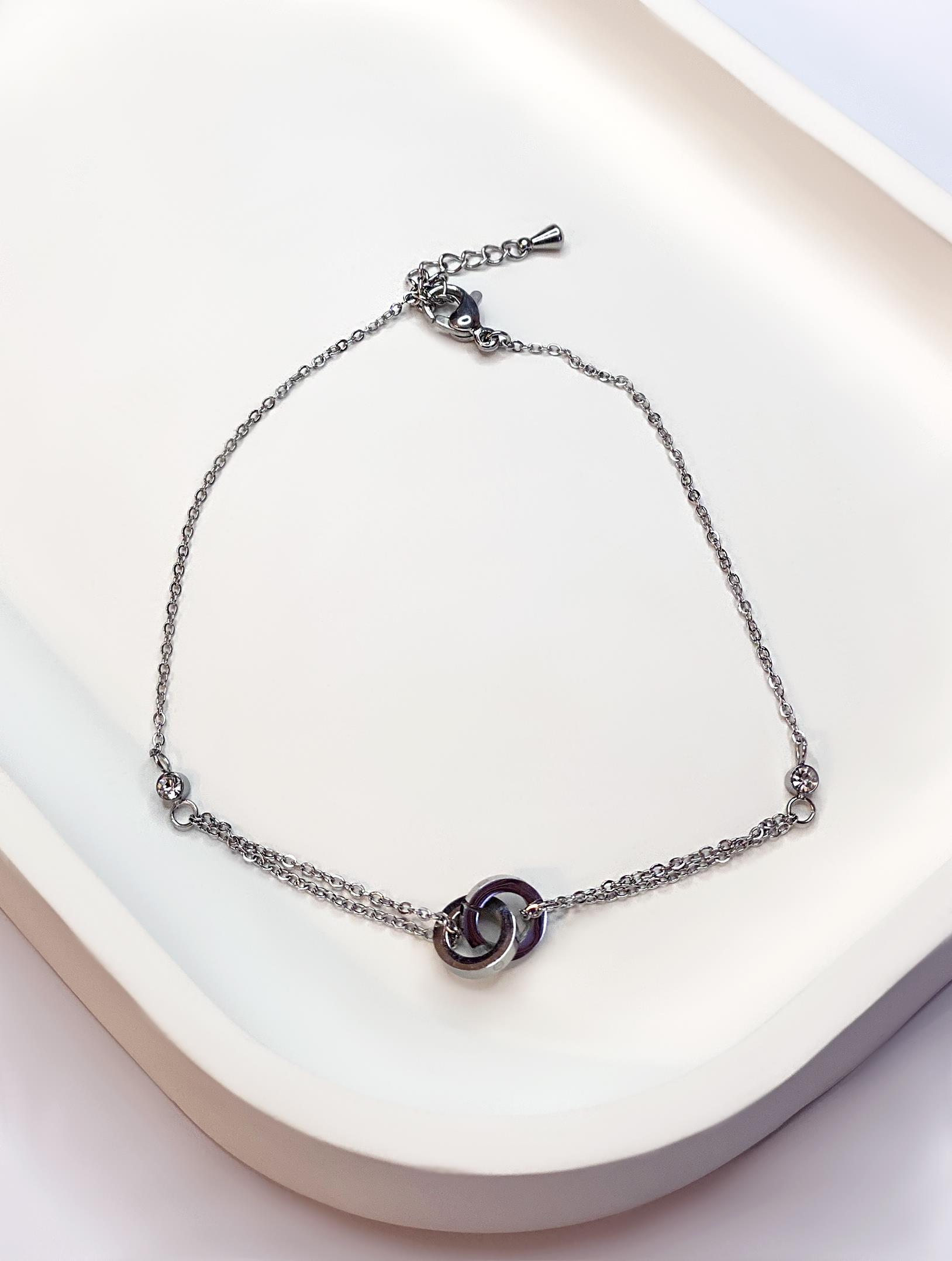 Kadın İç İçe Geçmiş Halka Model Çelik Halhal