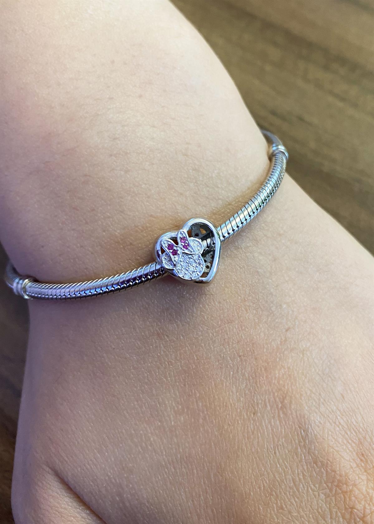 Kadın Kalp Model Minnie Detay Gümüş Charm