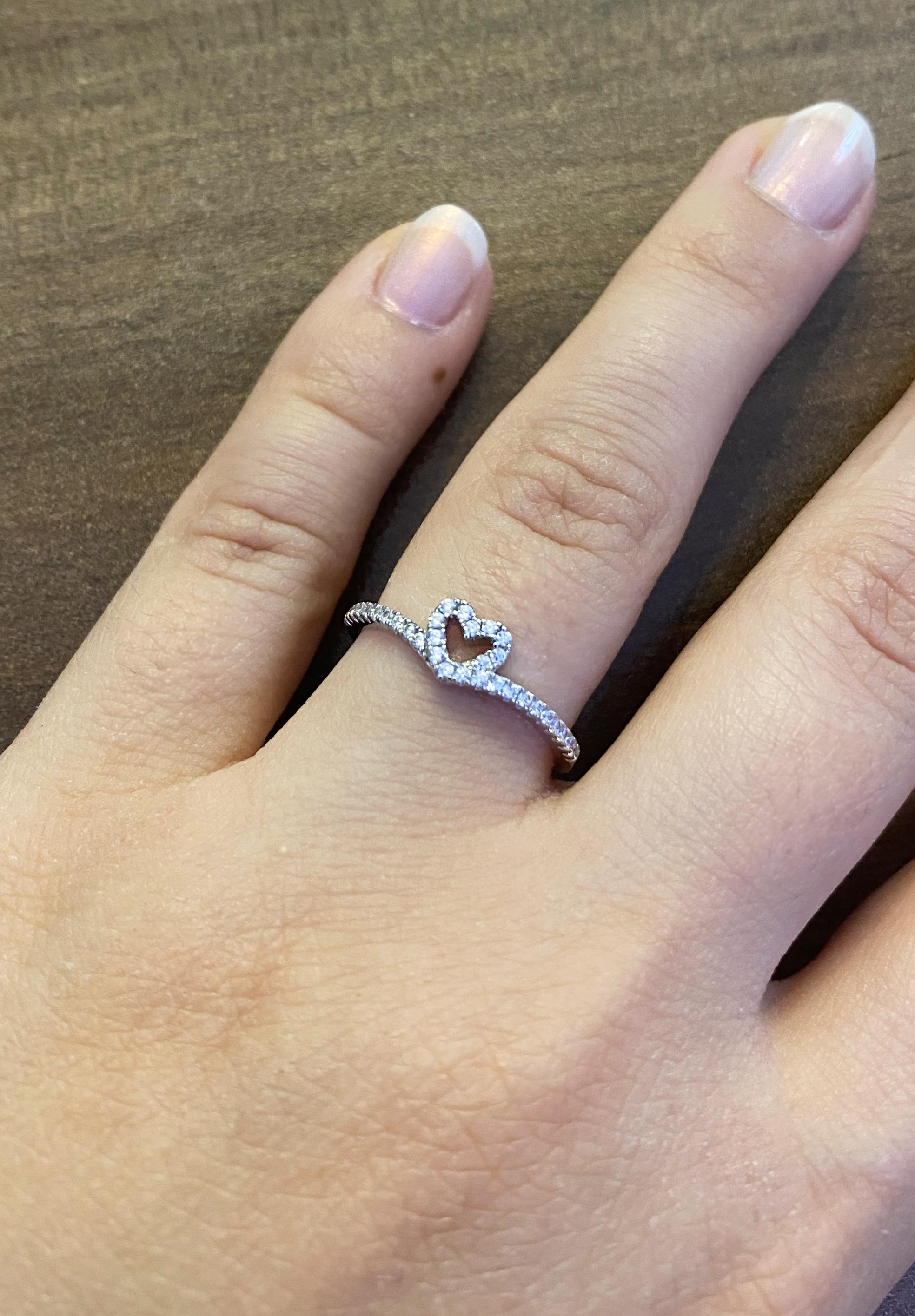 Kadın Kalp Model Zarif Gümüş Yüzük