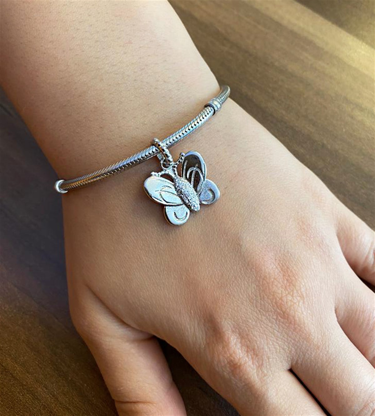 Kadın Kelebek Model Gümüş Charm