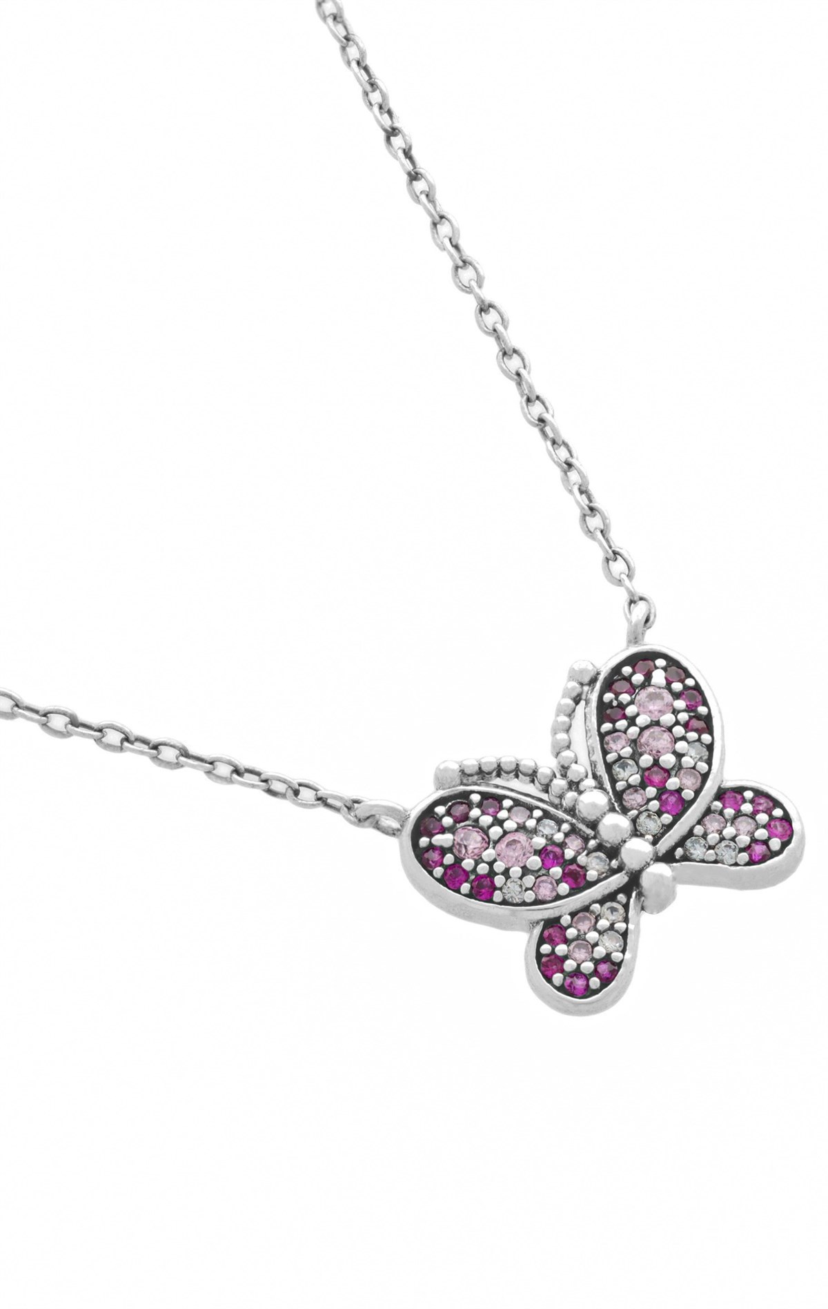 Kadın Kelebek Model Gümüş Kolye