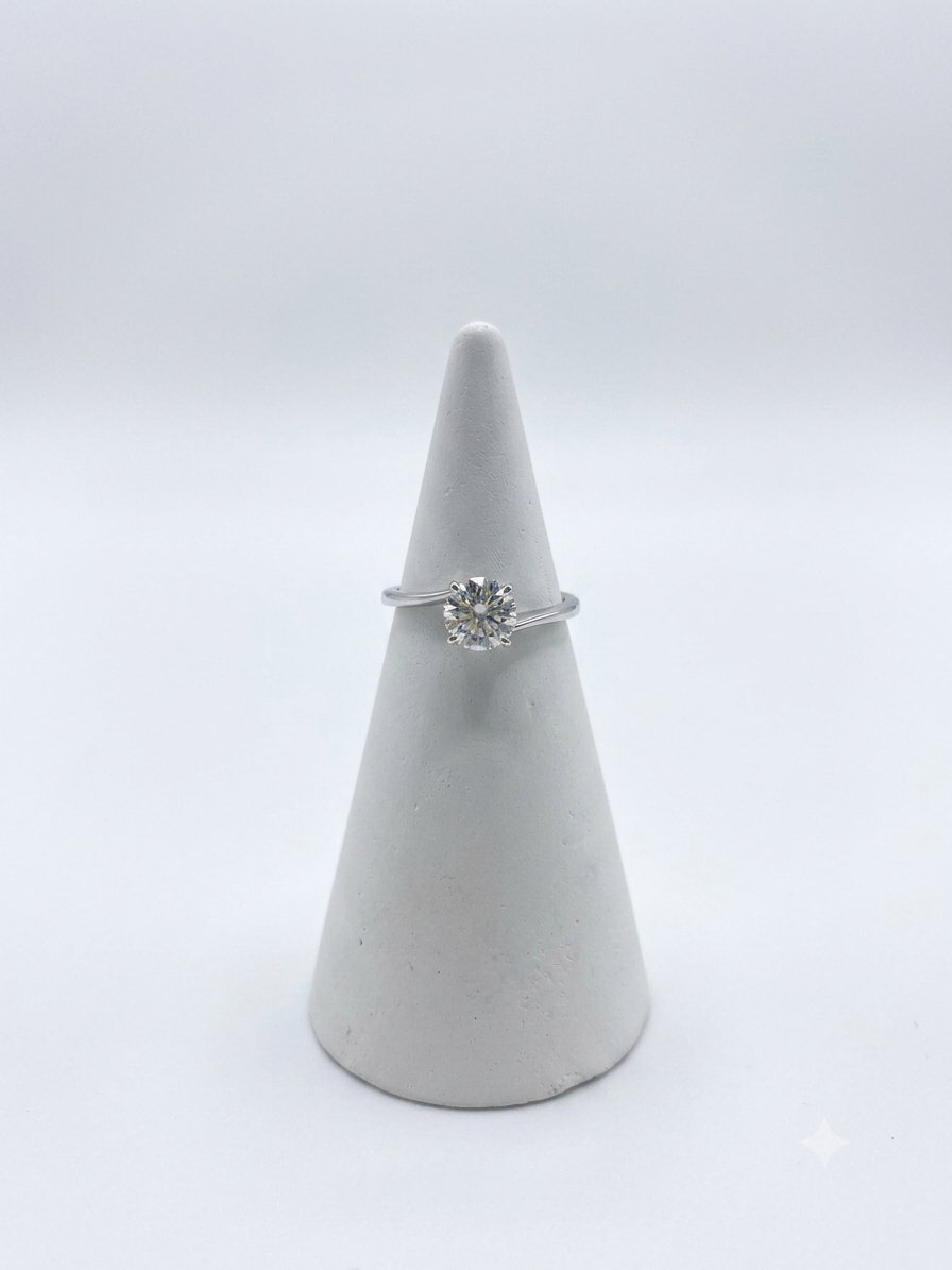 Kadın Moissanite Tek Taş Model Tasarım Detay Gümüş Yüzük 