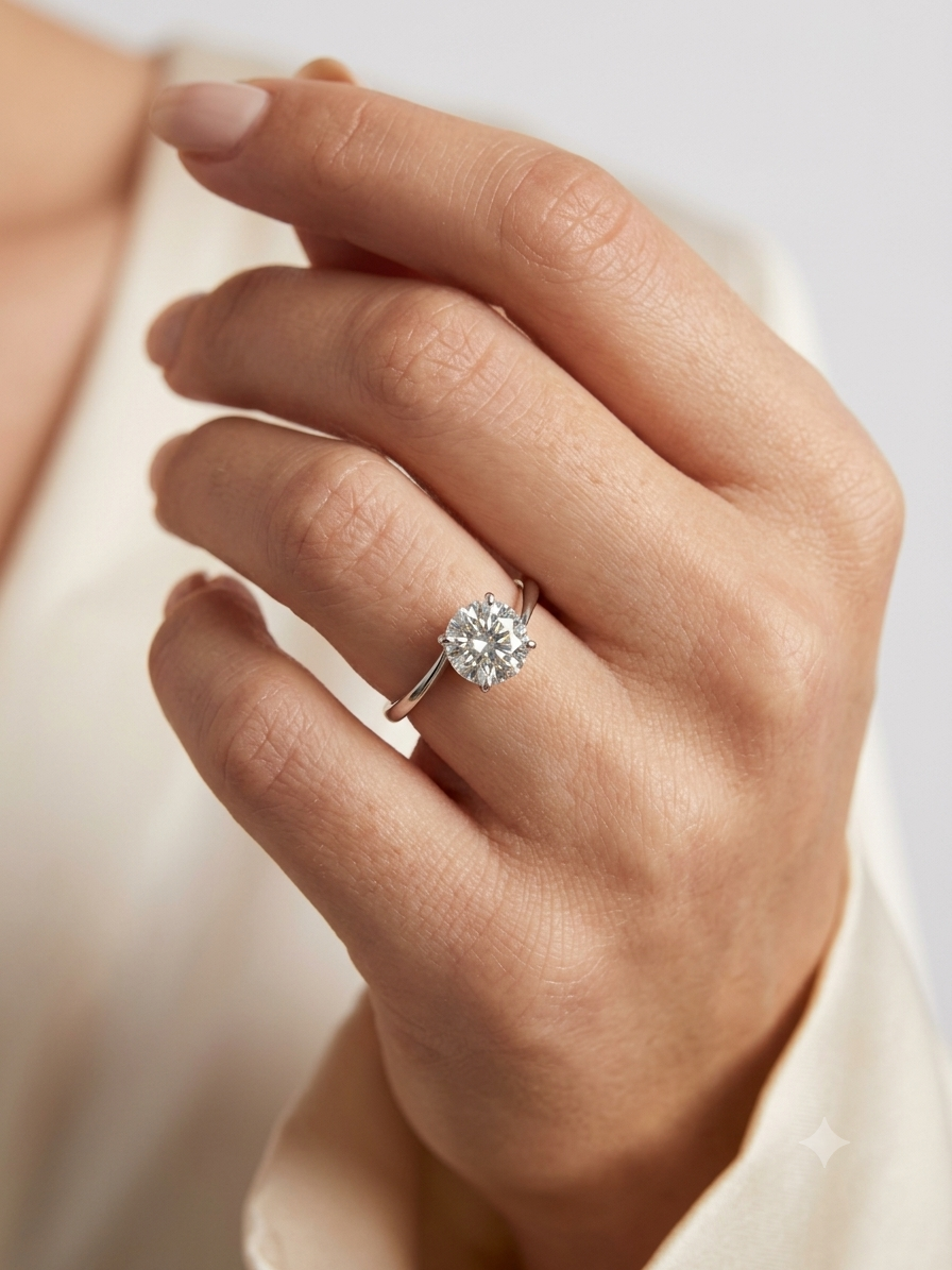 Kadın Moissanite Tek Taş Model Tasarım Detay Gümüş Yüzük 