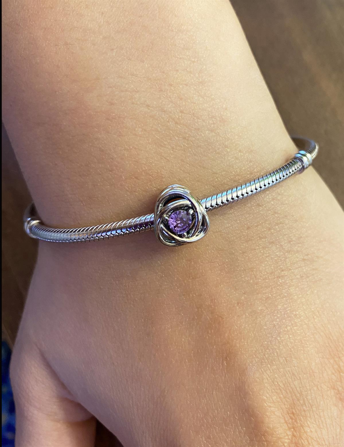 Kadın Mor Renk Sonsuzluk Sarmalı Gümüş Charm