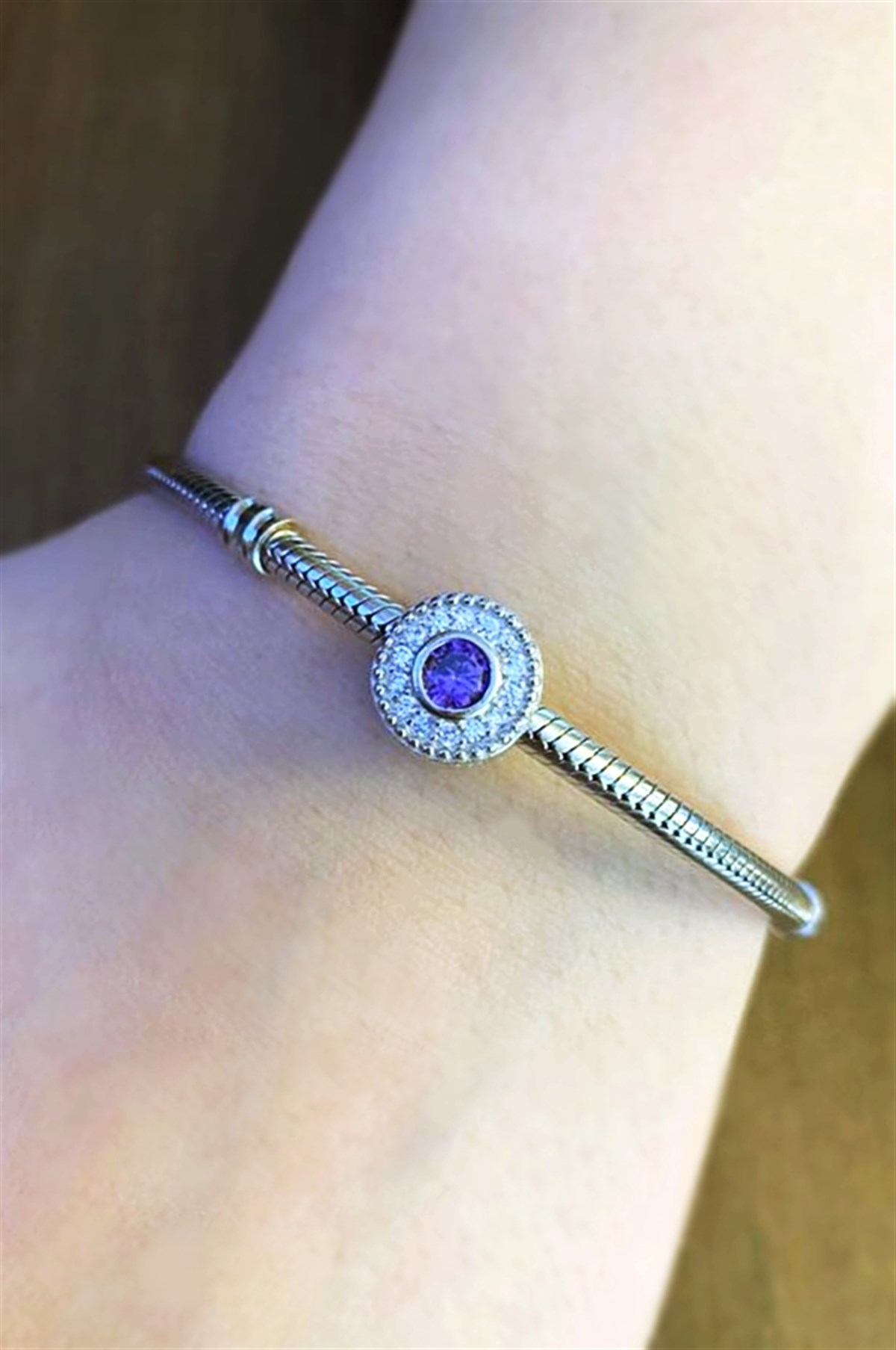 Kadın Mor Taş Detay Gümüş Charm