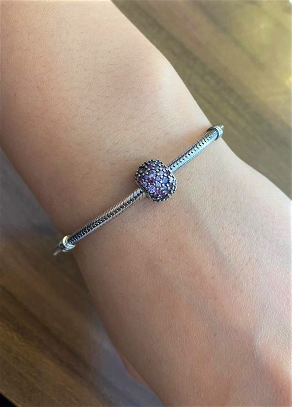 Kadın Mor Taşlı Top Charm