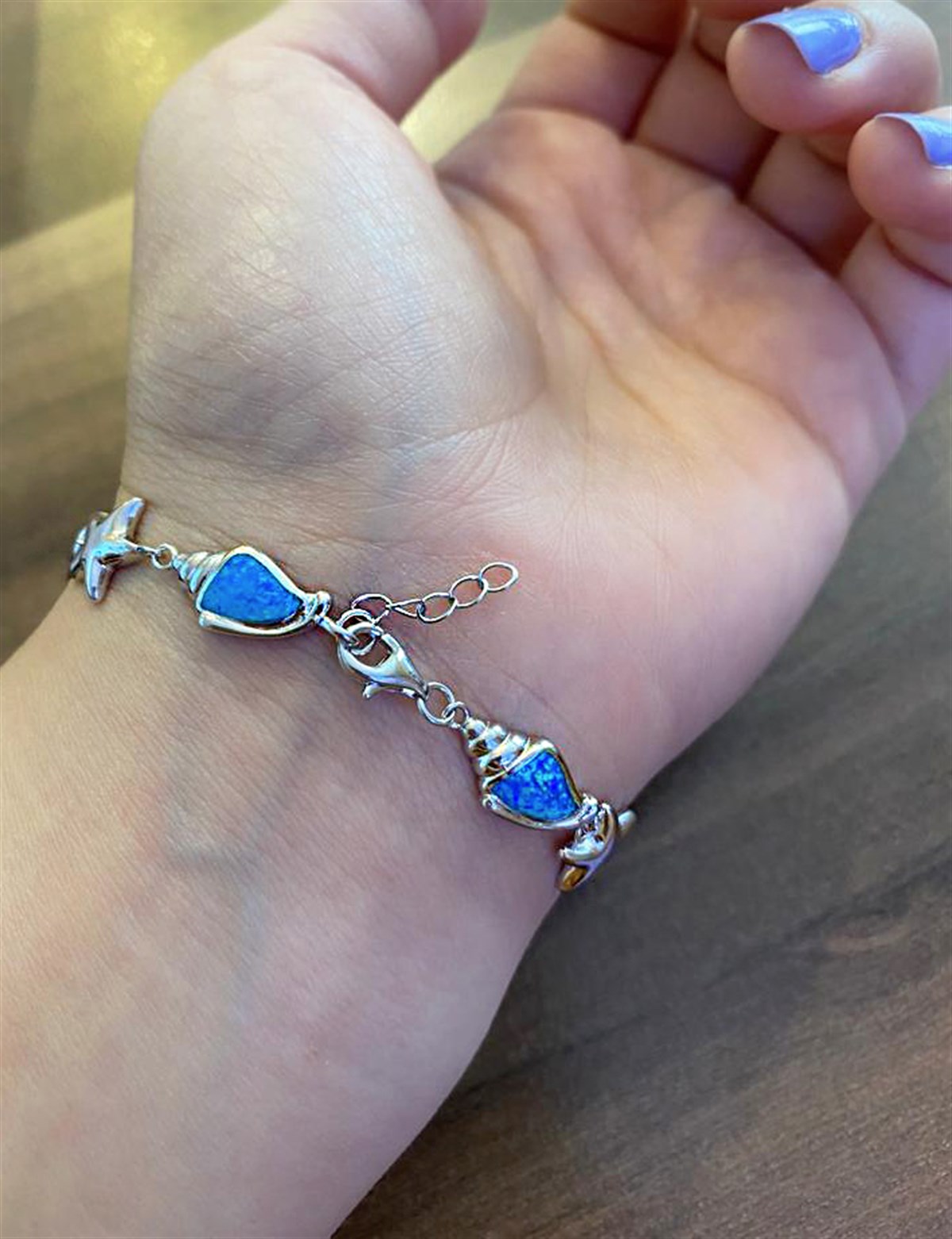 Kadın Opal Taş Deniz Kabuğu Model Gümüş Bileklik