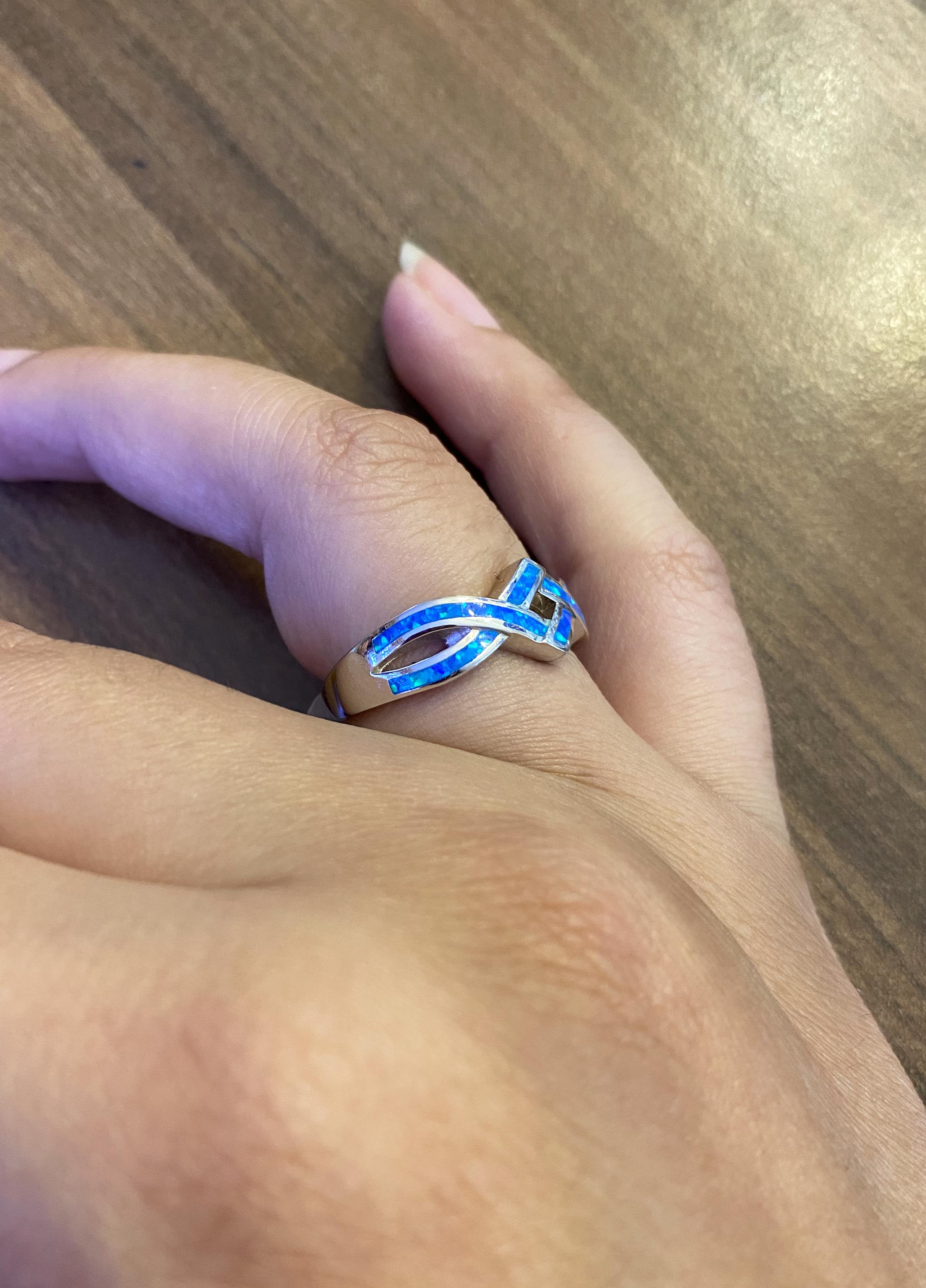 Kadın Opal Zikzak Model Gümüş Yüzük