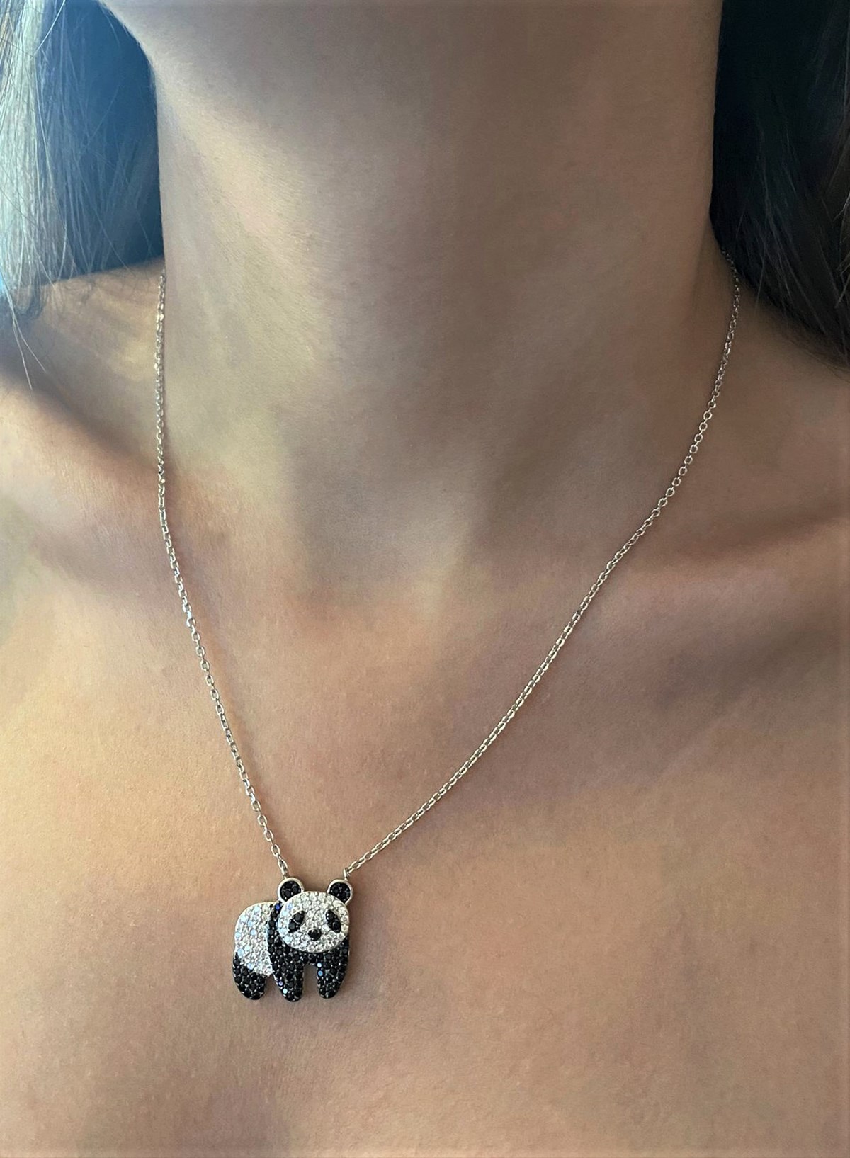 Kadın Panda Model Gümüş Kolye
