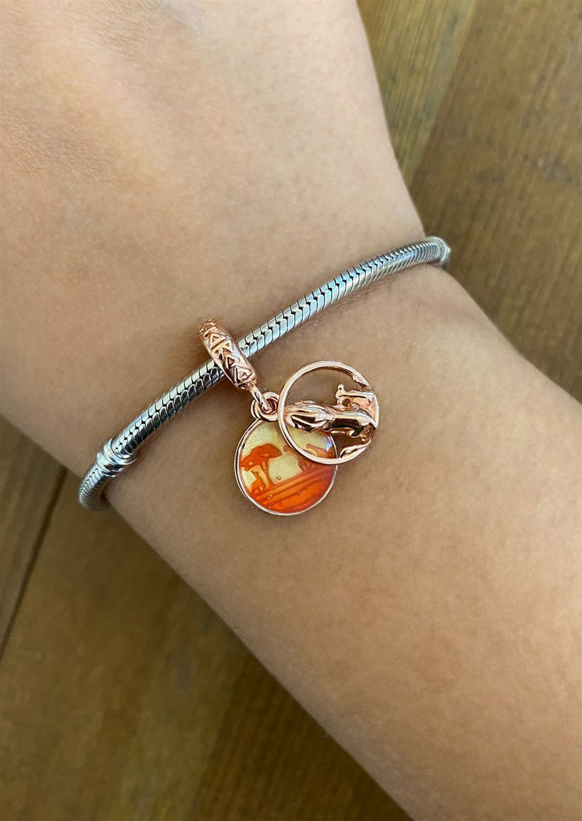 Kadın Rose Renk Aslan Kral Model Gümüş Charm