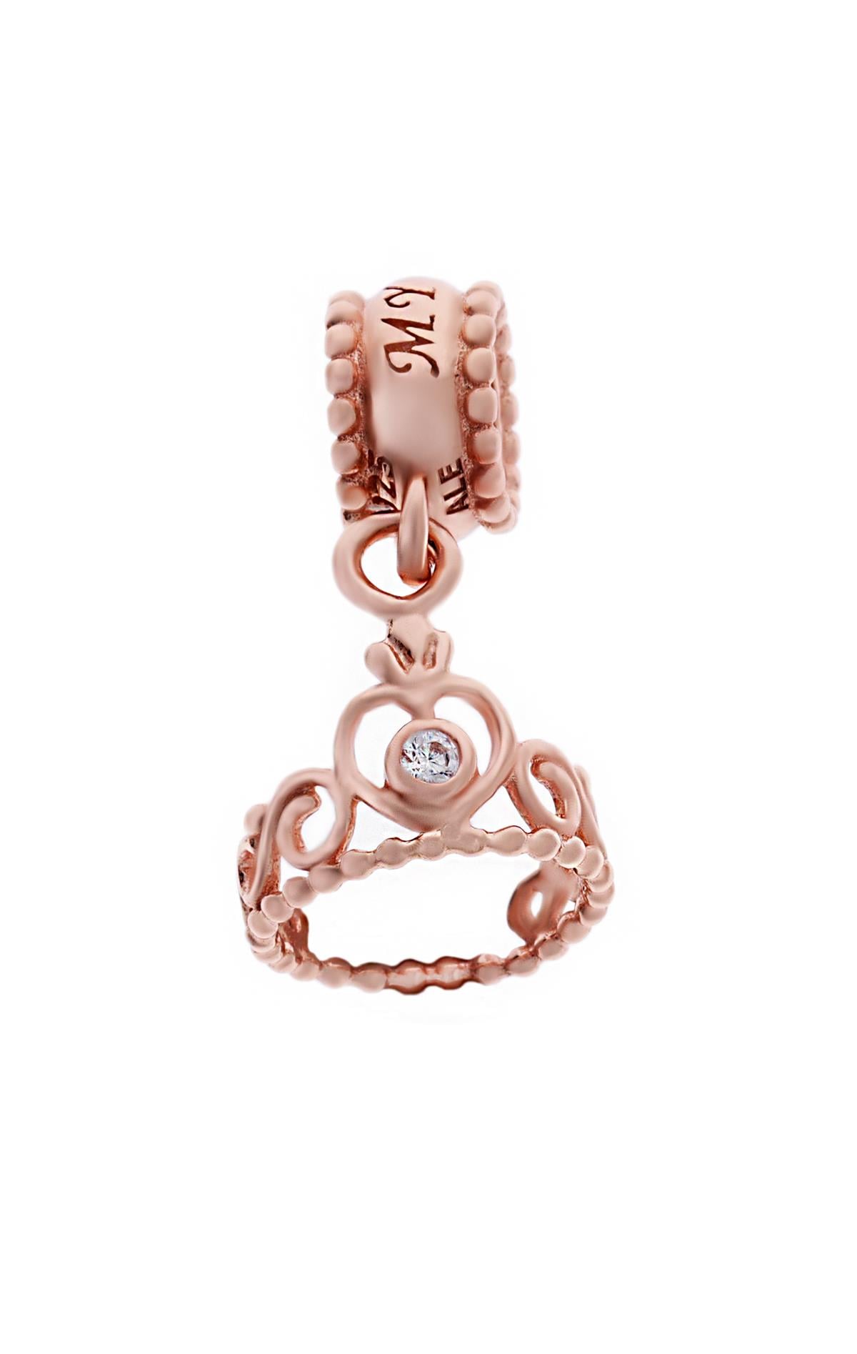 Kadın Rose Renk Prenses Taç Model Gümüş Charm