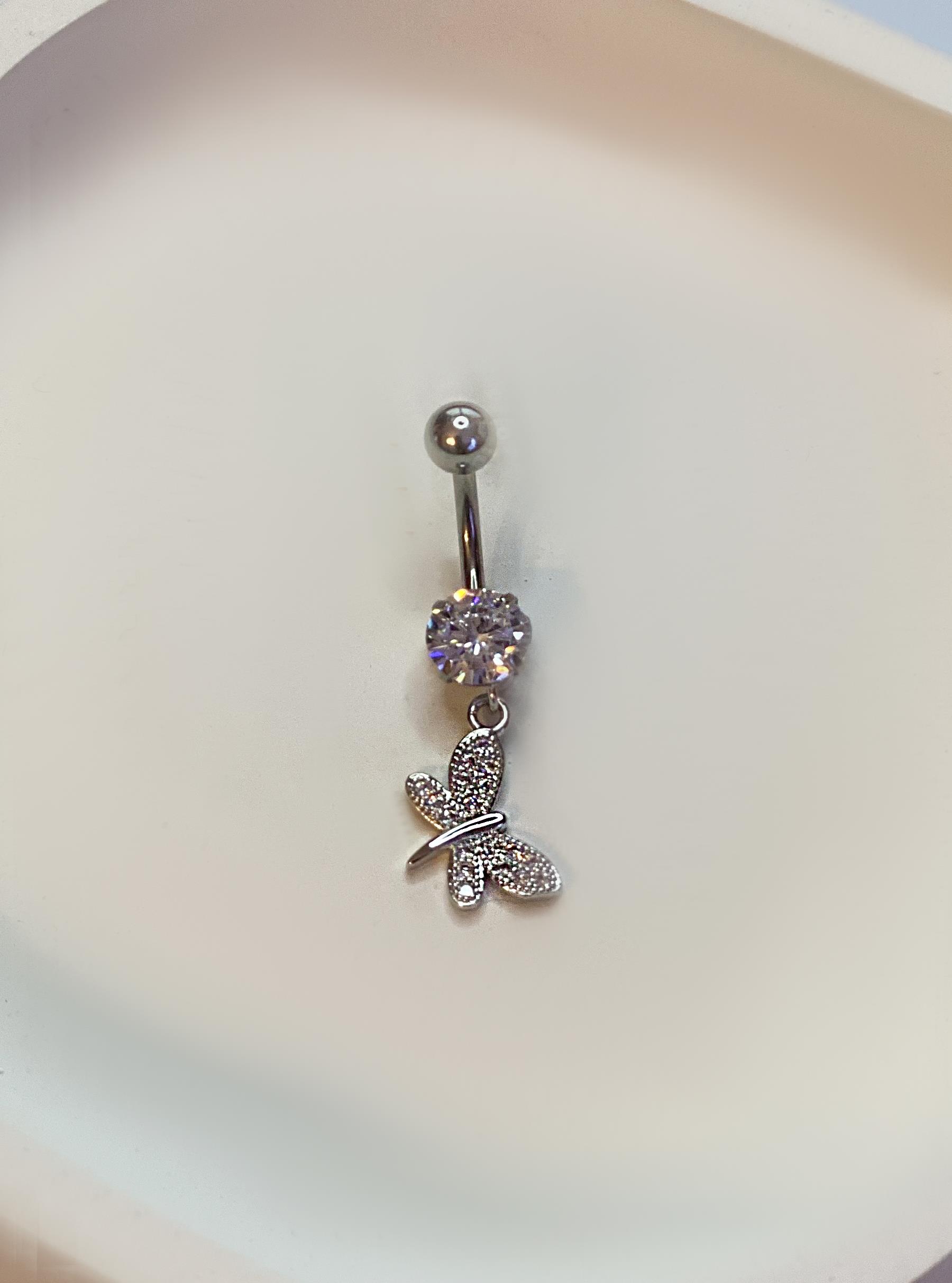 Kadın Sallantılı Tektaş Kelebek Model Çelik Piercing
