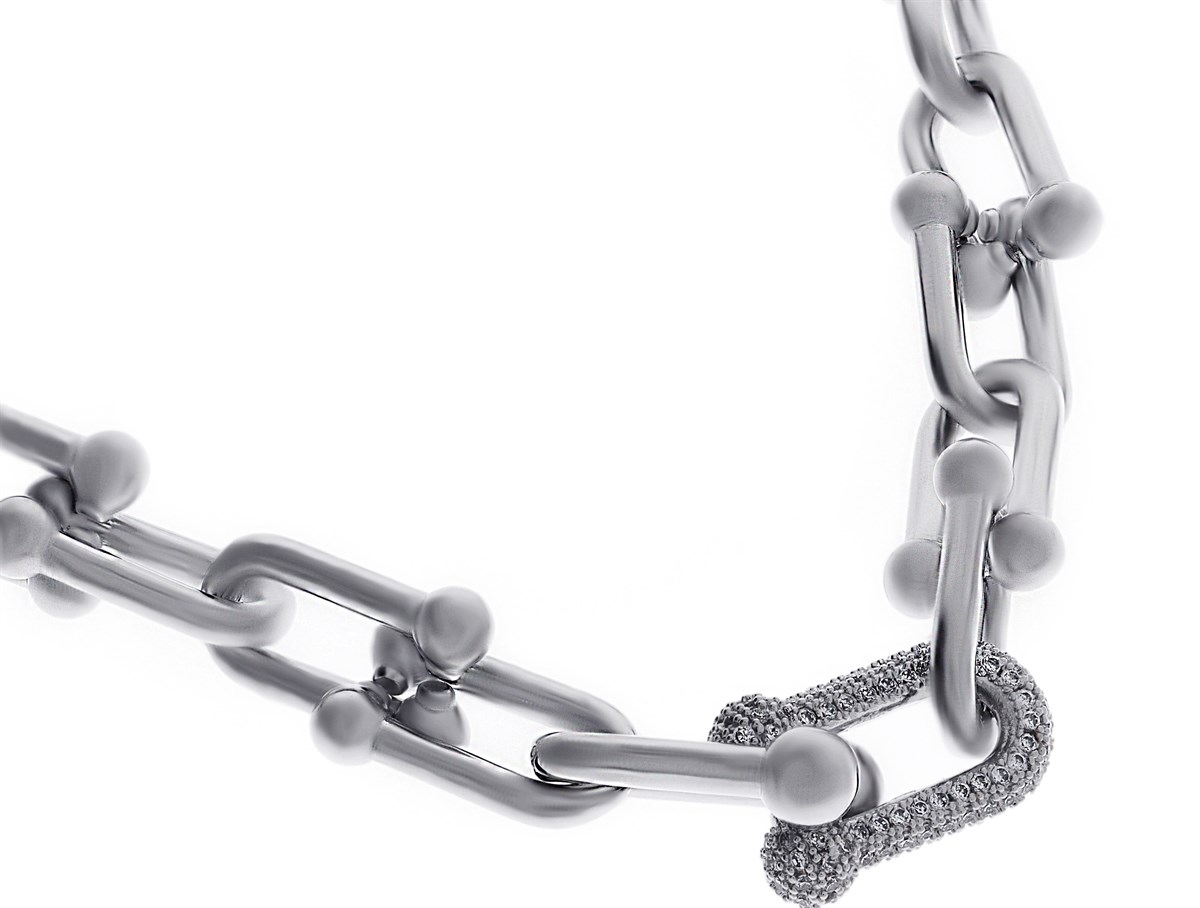 Kadın Taş Detay Halka Model Çelik Kolye