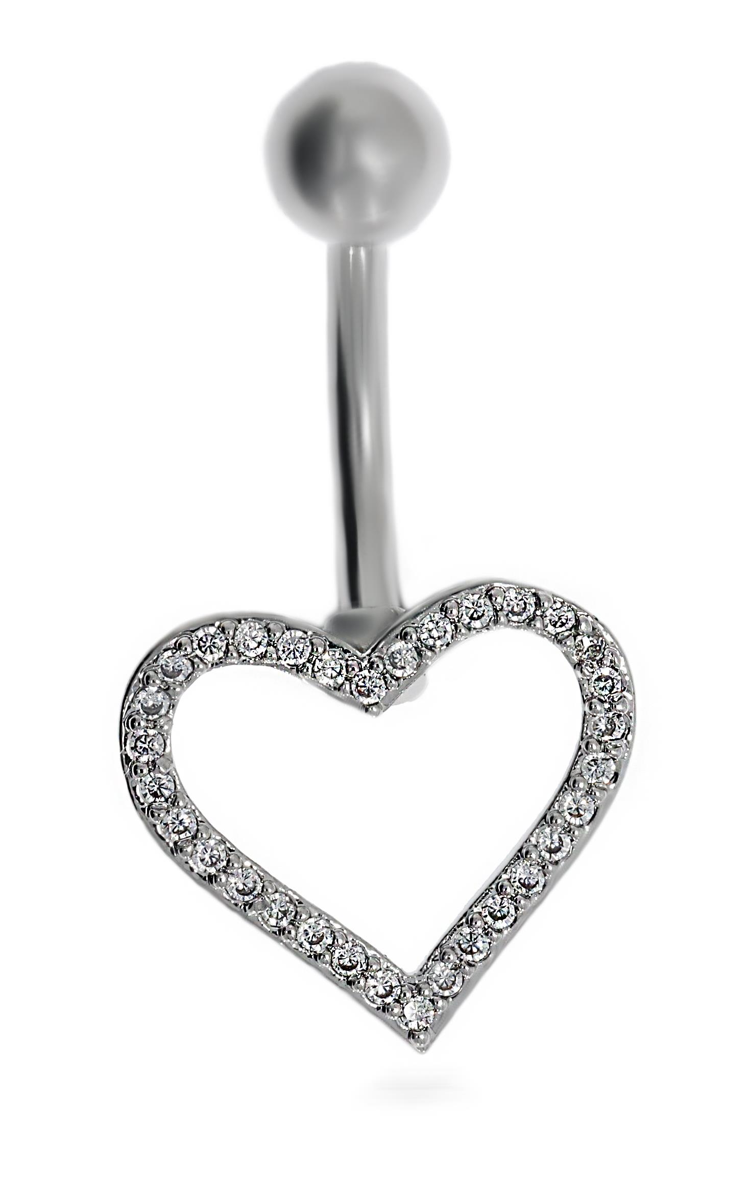 Kadın Taşlı Büyük Kalp Model Çelik Piercing