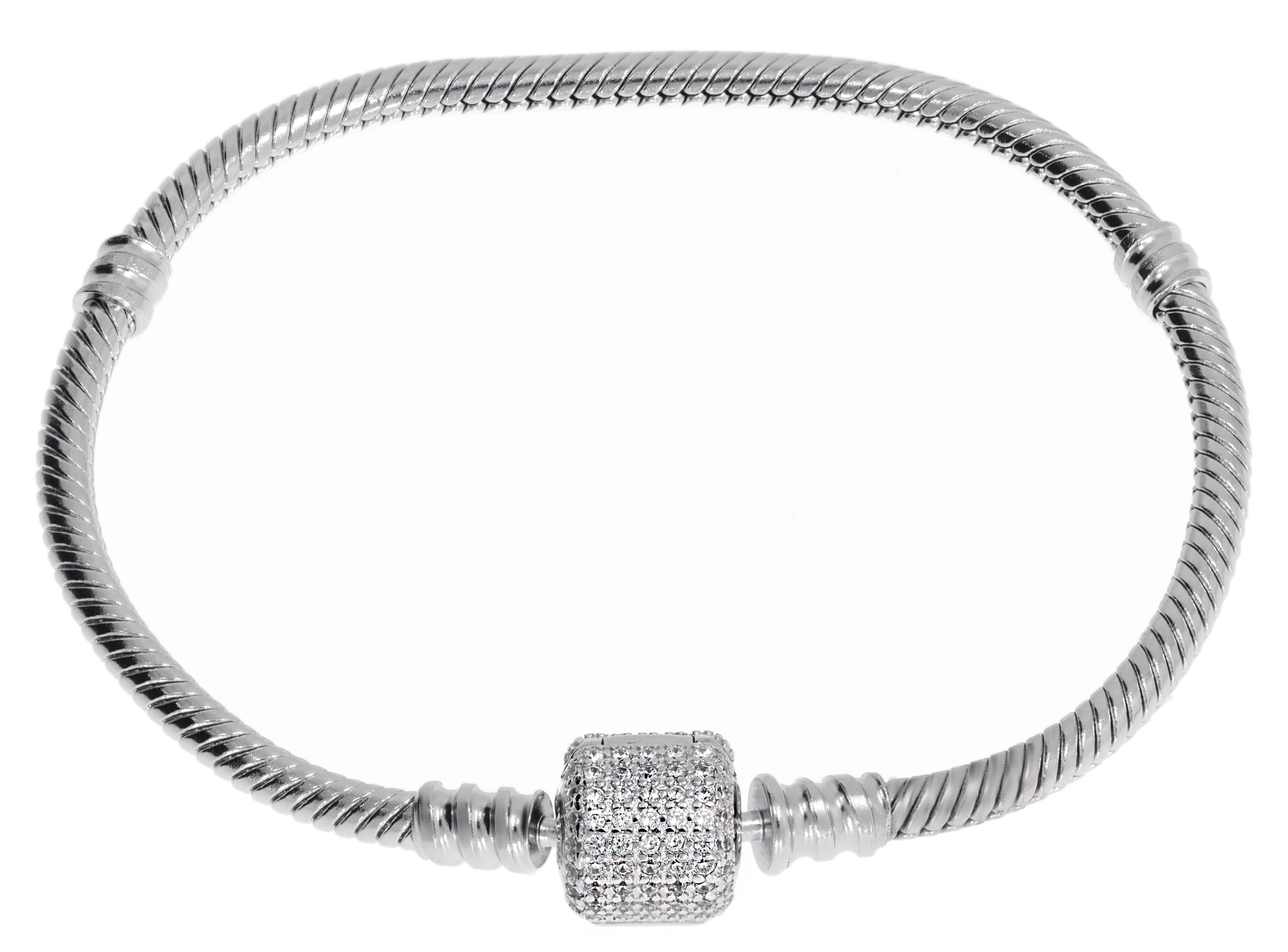 Kadın Taşlı Model Charm İçin Uygun Gümüş Bileklik