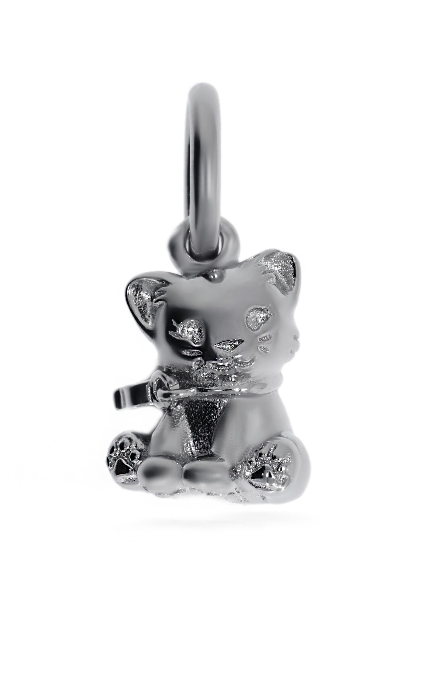 Kadın Tatlı Kedi Model Gümüş Charm
