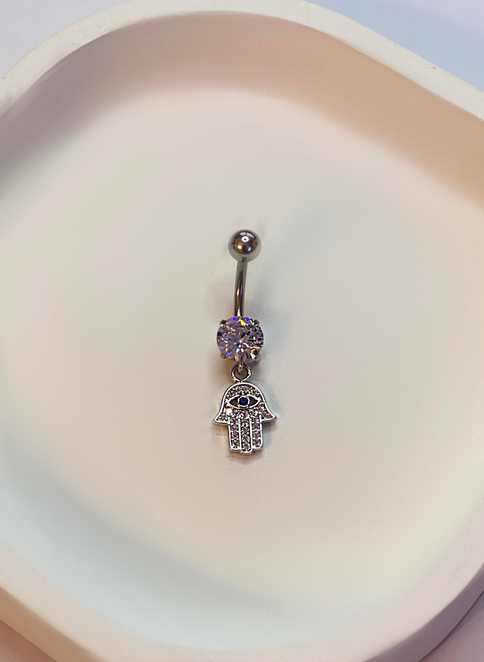 Kadın Tektaş ve Göz Detay Fatma Eli Model Çelik Piercing 