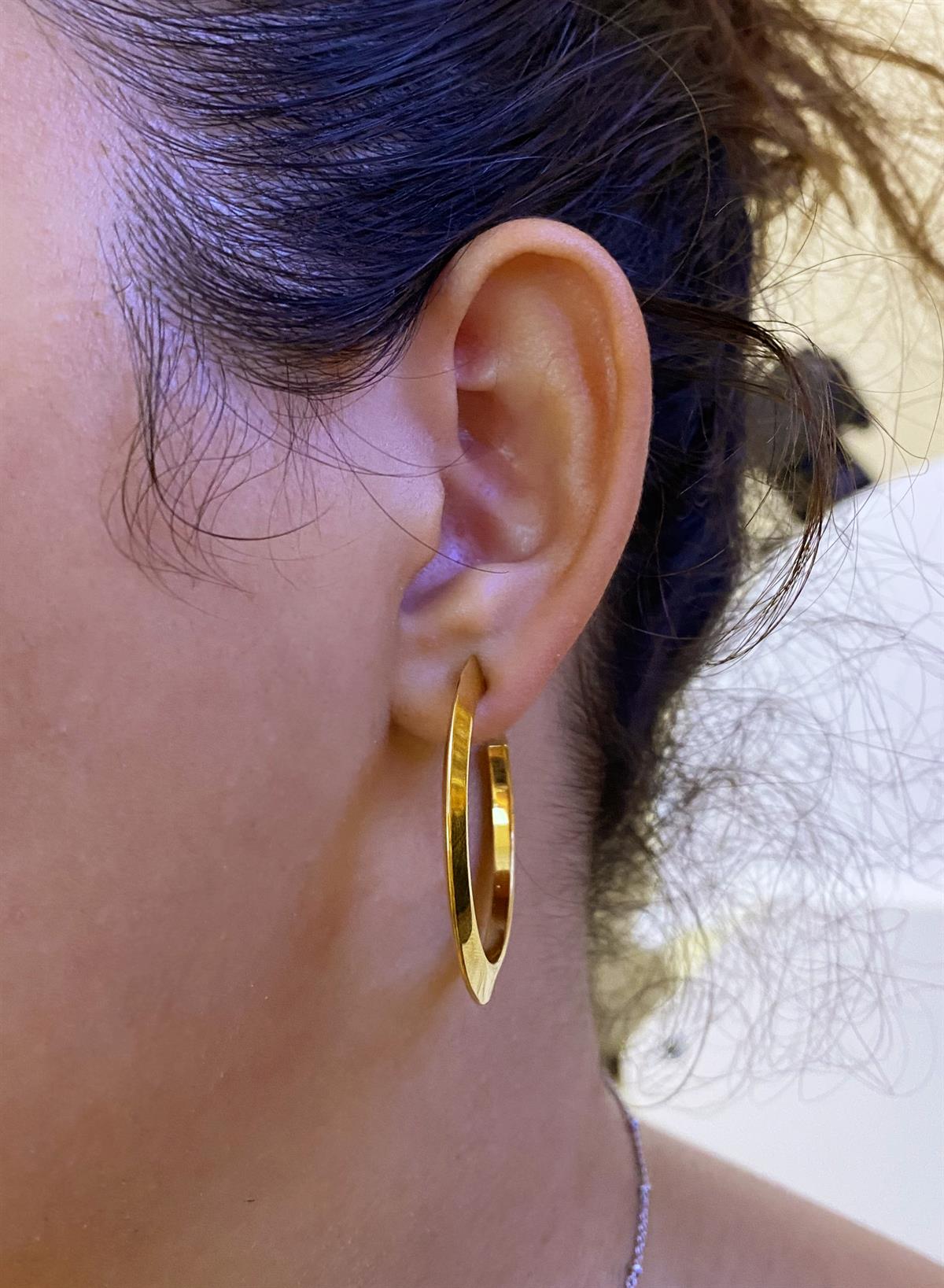 Kadın Yassı Halka Çelik Halka Küpe 