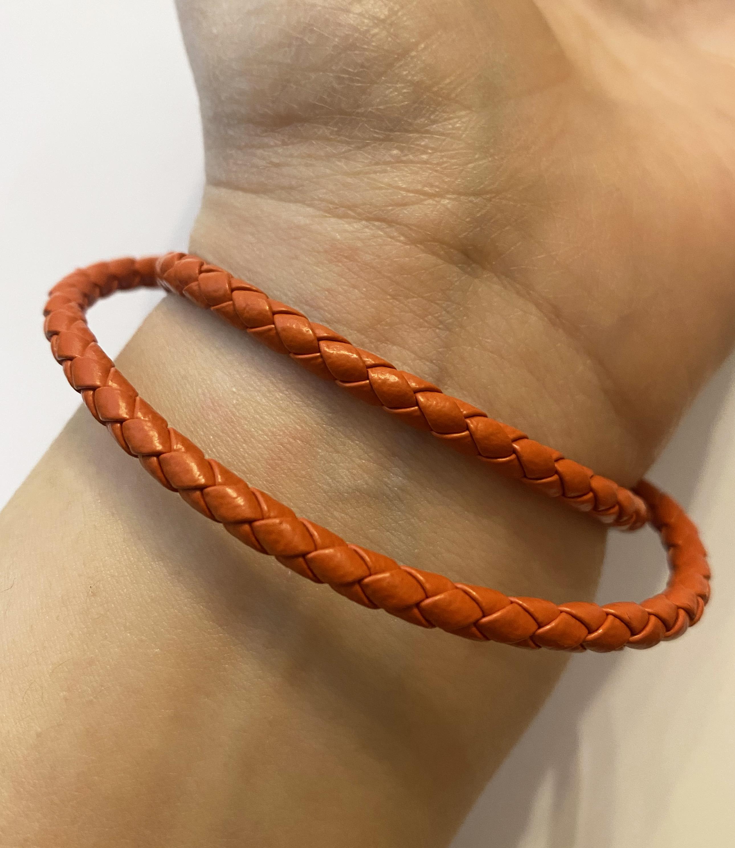 Unisex Turuncu Renk Sarmal Deri Bileklik