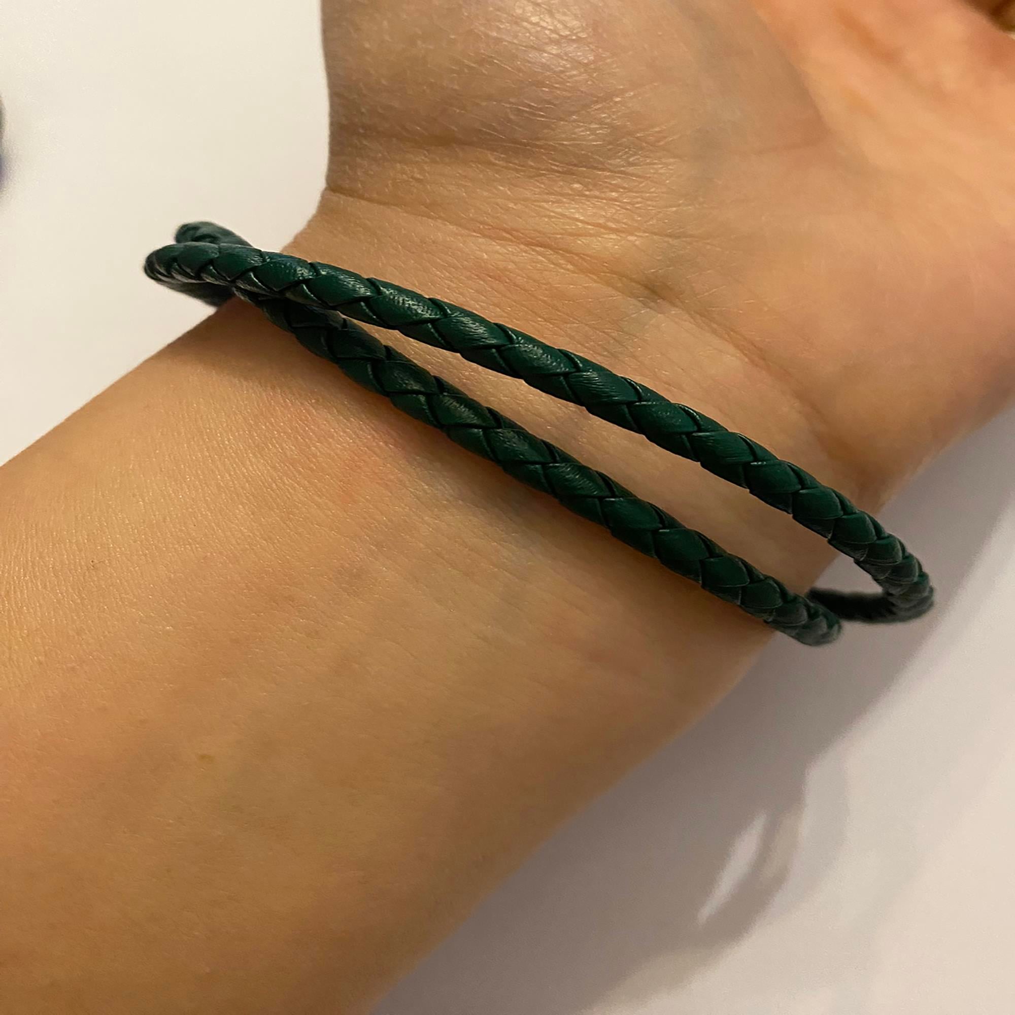 Unisex Yeşil Renk Sarmal Deri Bileklik
