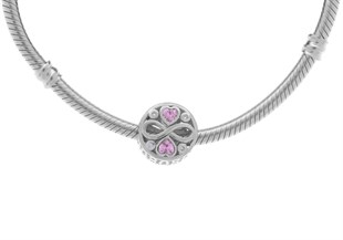  Bayan Gümüş Pandora Bileklik Uyumlu Sonsuzluk ve Pembe Kalp Model Charm