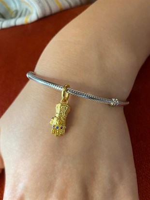  Gümüş Marvel The Avengers Infinity Gauntlet Sallantılı Charm
