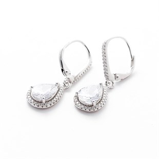 Bayan Damla Model Salkım Gümüş Küpe