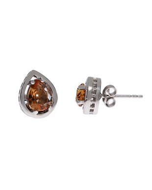 Bayan Damla Model Sultanit Taş Detay Gümüş Küpe