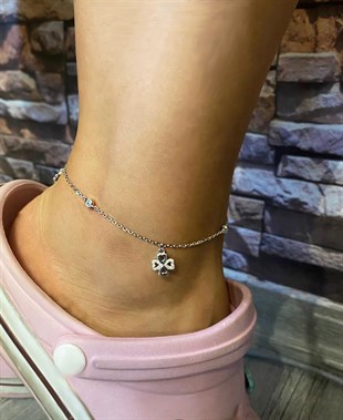 Bayan Dörtlü Kalp Detay Gümüş Halhal 