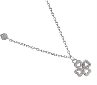 Bayan Dörtlü Kalp Detay Gümüş Halhal 