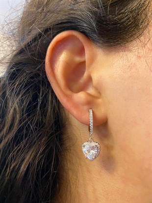 Bayan Gümüş Kalp Model Küpe