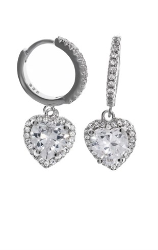 Bayan Gümüş Kalp Model Küpe