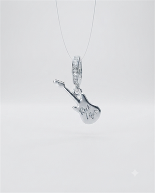 Bayan Gümüş Pandora Bileklik Uyumlu Gitar Model Charm