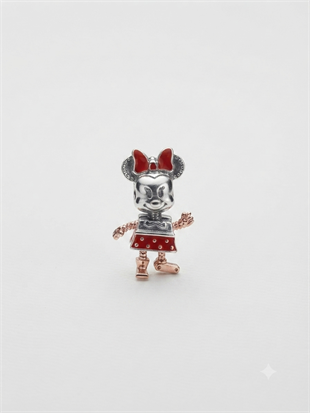 Bayan Gümüş Pandora Bileklik Uyumlu Mickey Model Charm