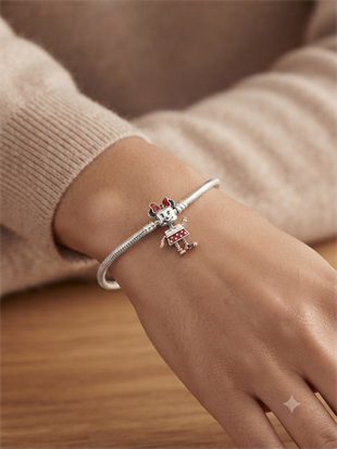 Bayan Gümüş Pandora Bileklik Uyumlu Mickey Model Charm