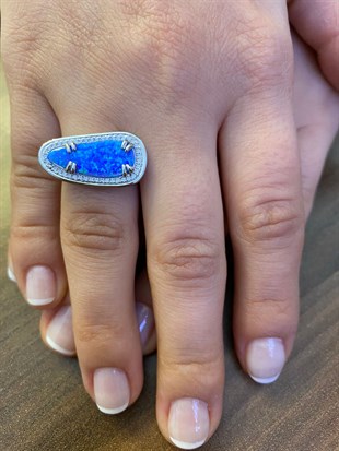 Bayan Opal Taş Gümüş Yüzük