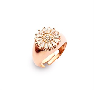 Bayan Rose Papatya Model Taşlı Ayarlanabilir Yüzük