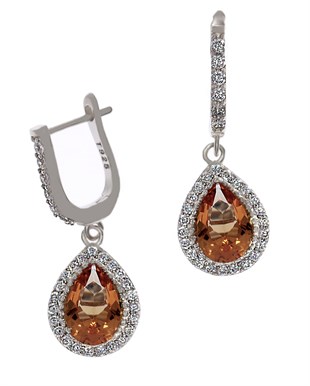 Bayan Sultanit Taş Detay Damla Model Gümüş Küpe